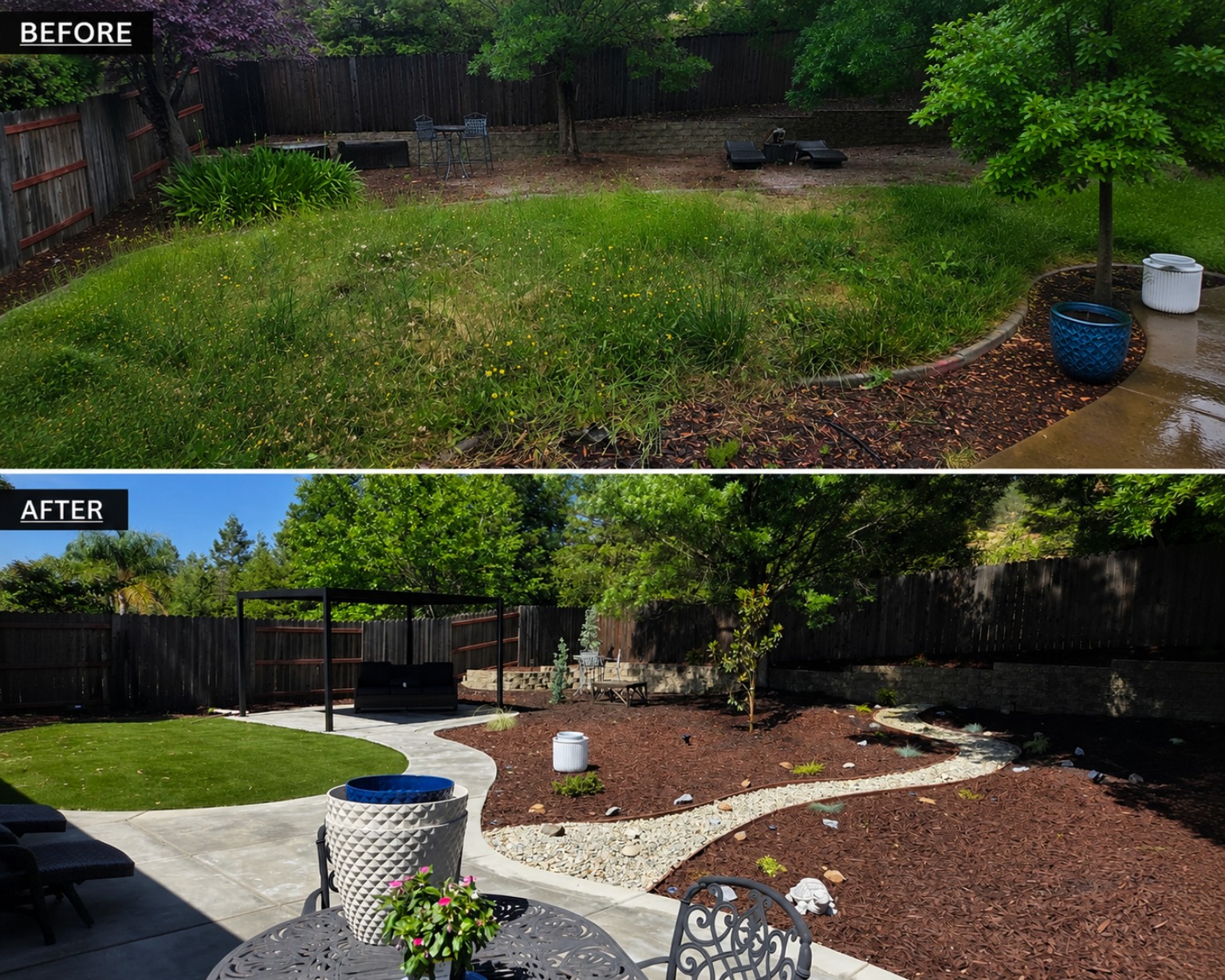 Completed backyard landscape transformation